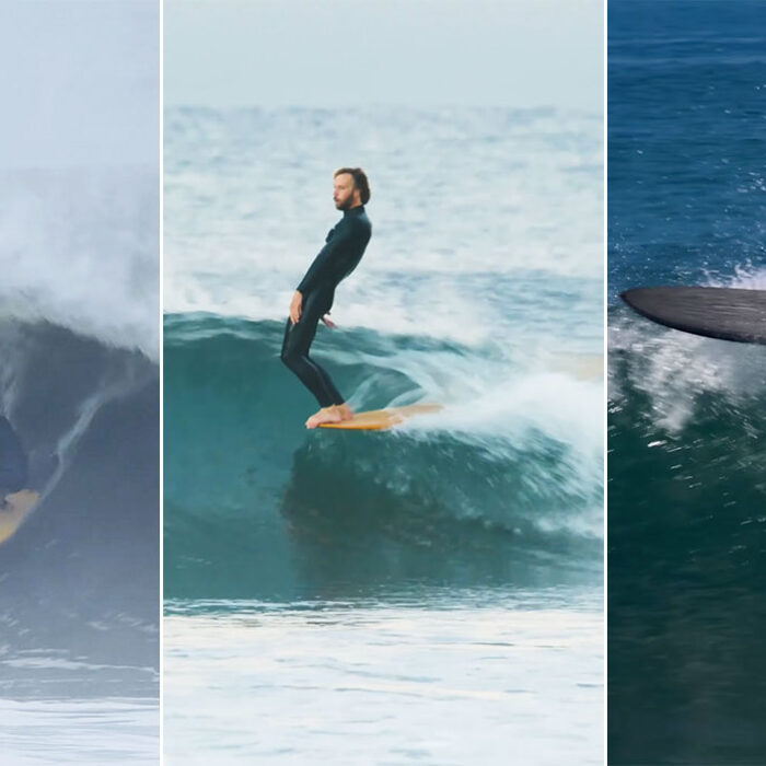 Ian Gottron surfing three different kinds of surfboards