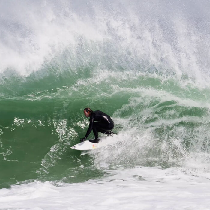 Jordy Smith surfing a beach break in South Africa