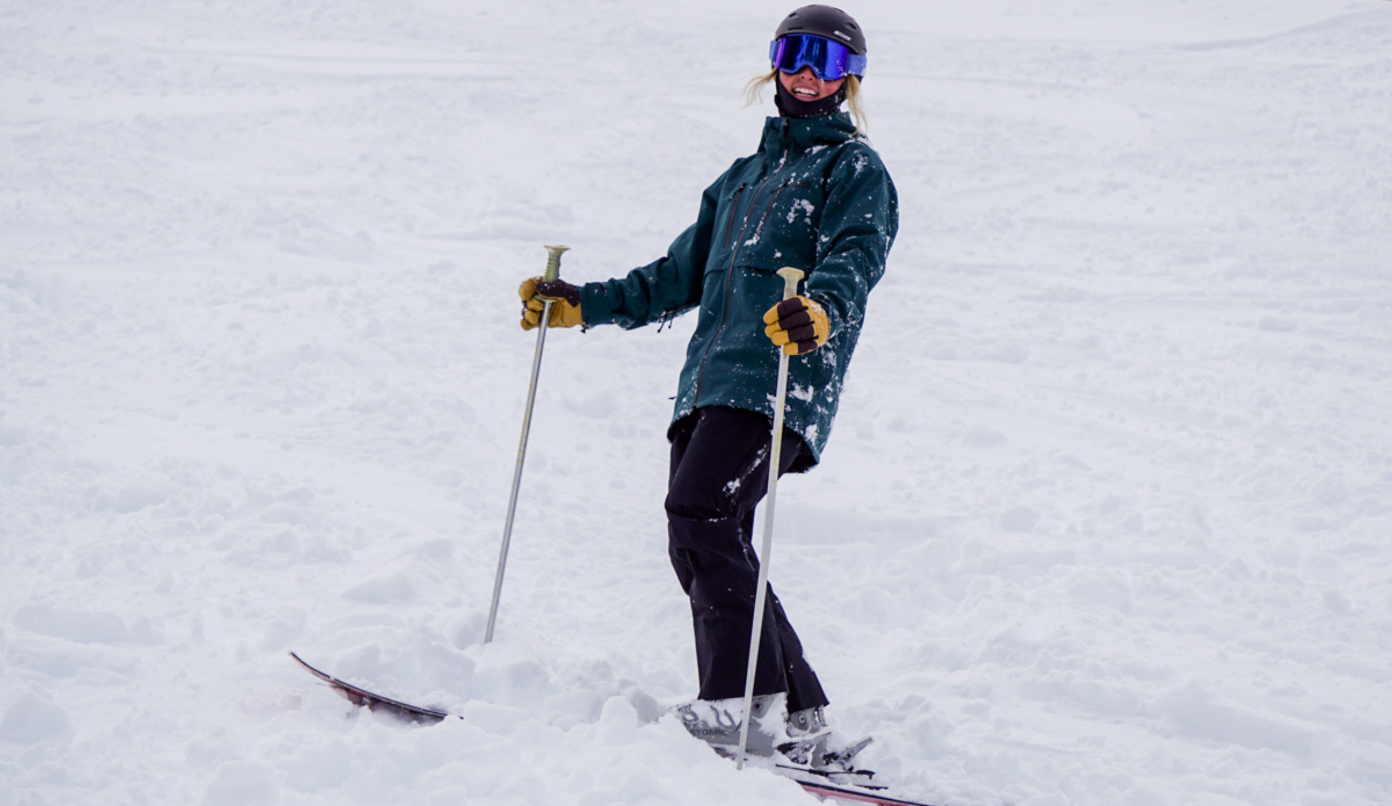 Amy covered in snow