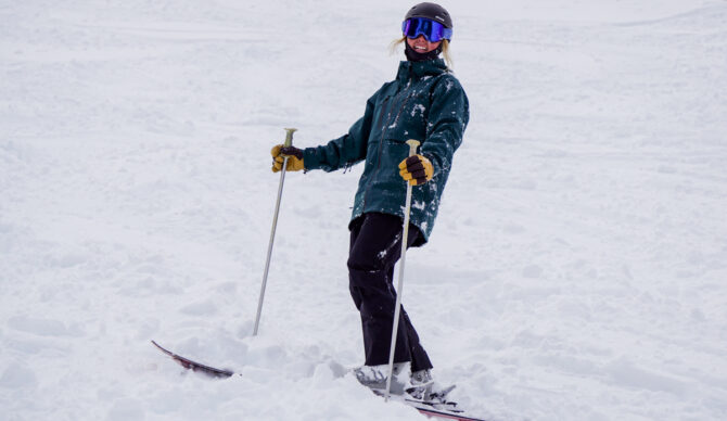 Amy covered in snow
