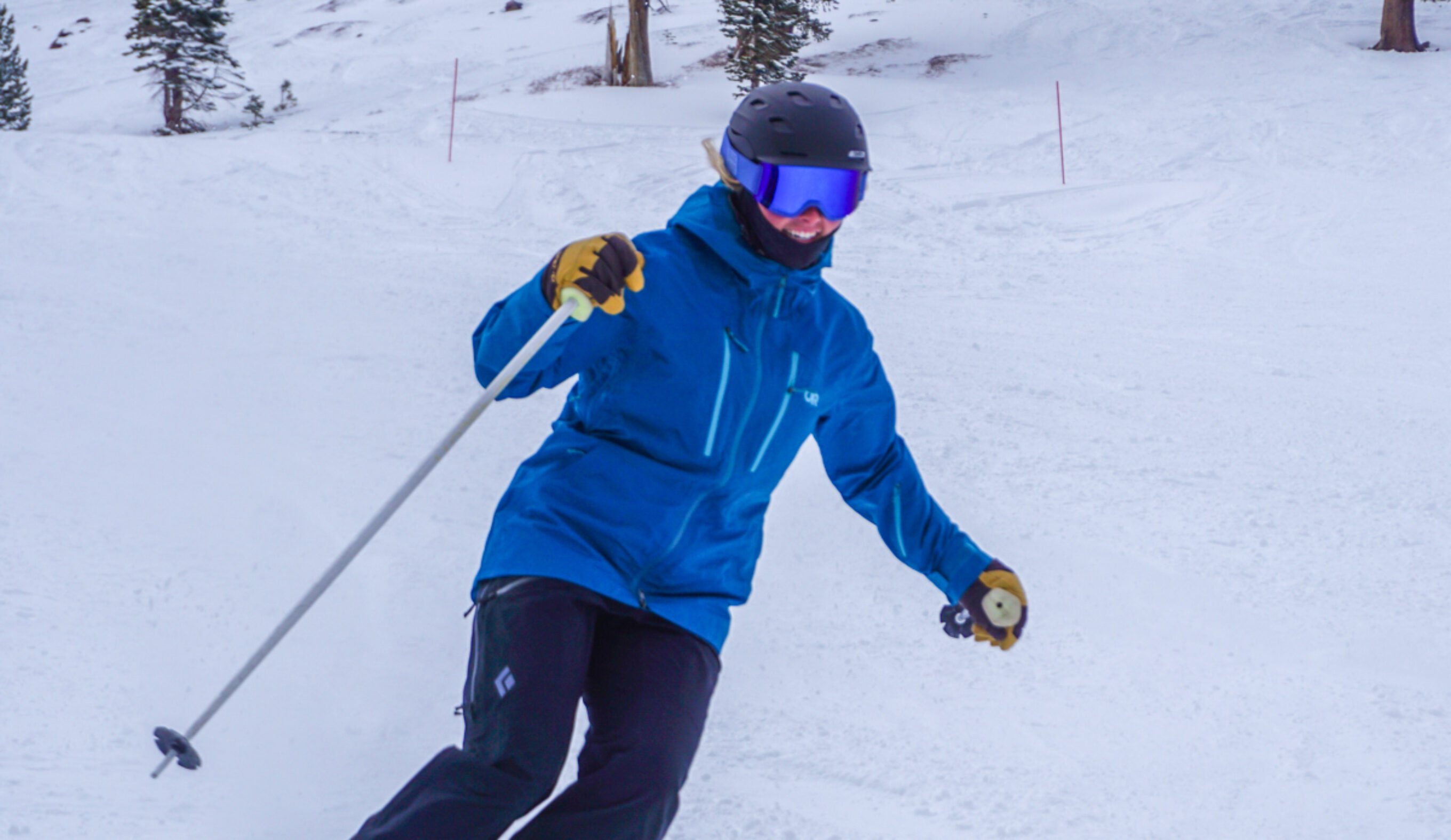 shredding in the OR Powderverse Jacket and Black Diamond Recon Stretch Bibs