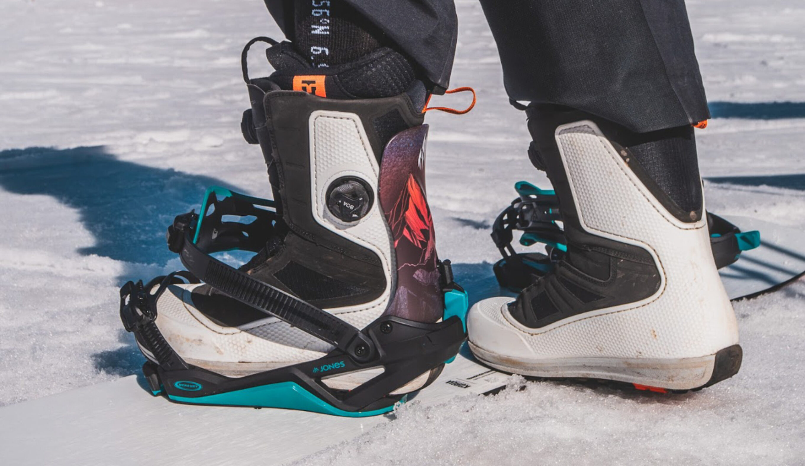 snowboard boots in snowboard bindings