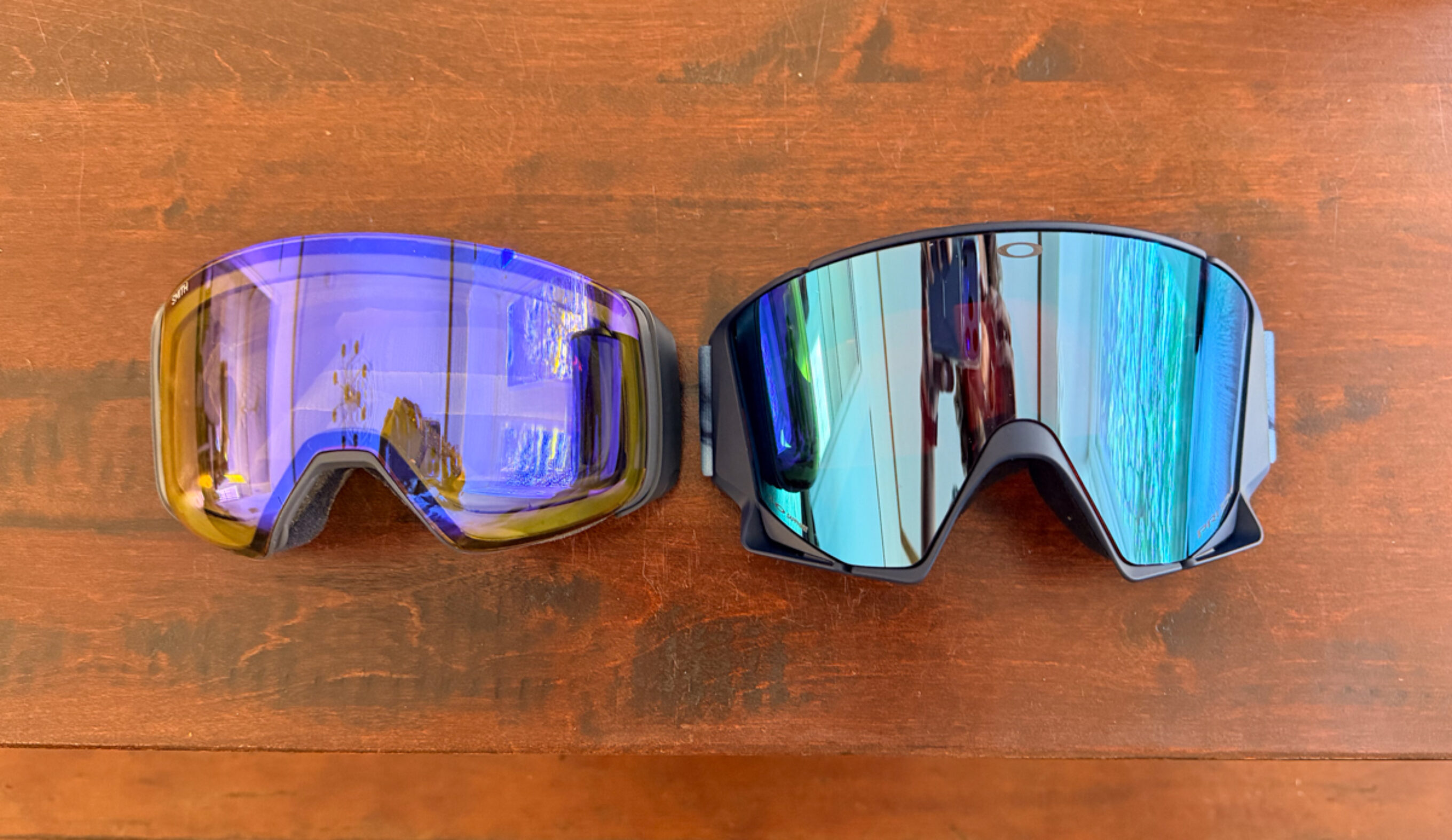 Oakley Flow Scape and Smith 4D Mag side by side