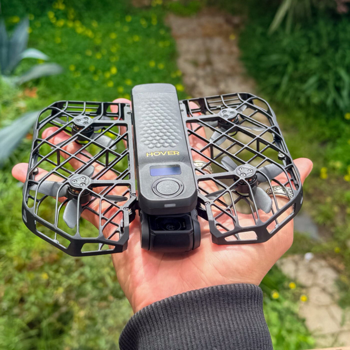 Hover air drone in hand