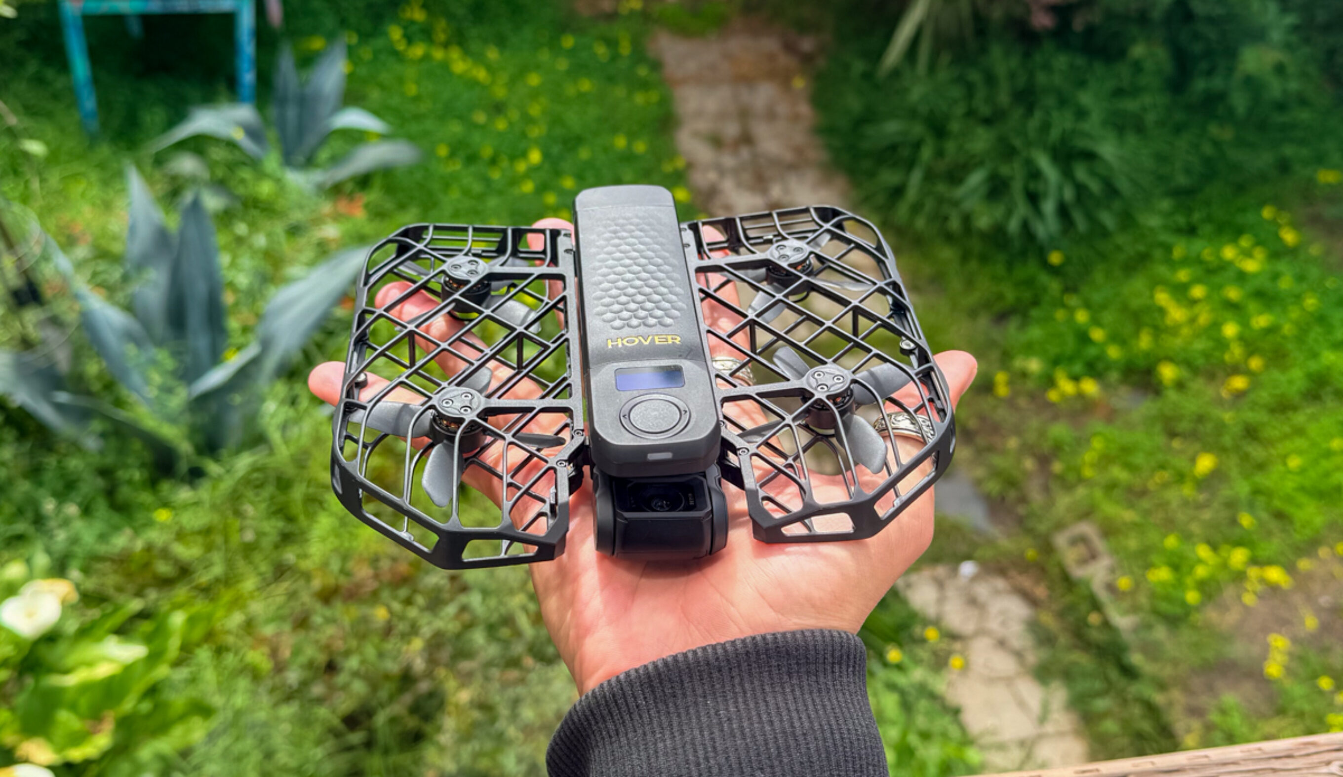 Hover air drone in hand