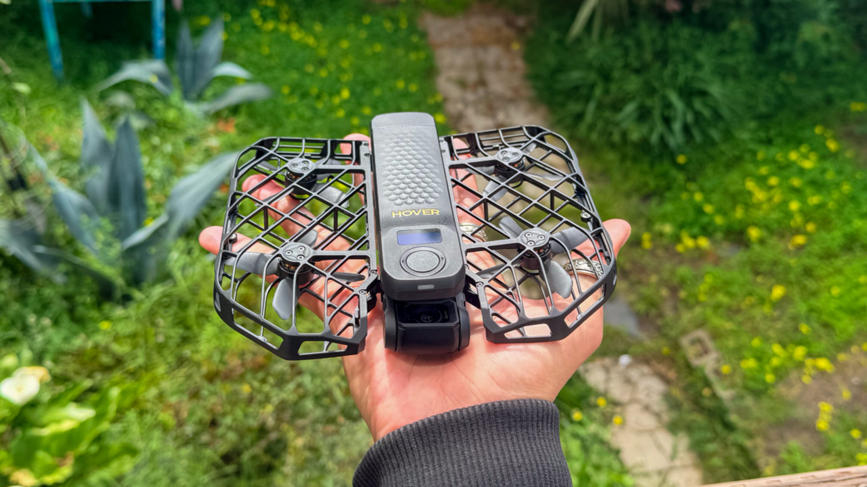 Hover air drone in hand