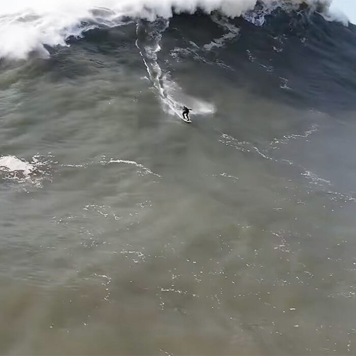 Lucas Fink skimboarding at Nazaré