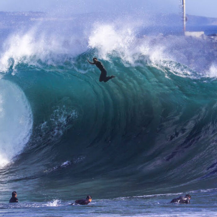 Jamie O'Brien surfing the Wedge
