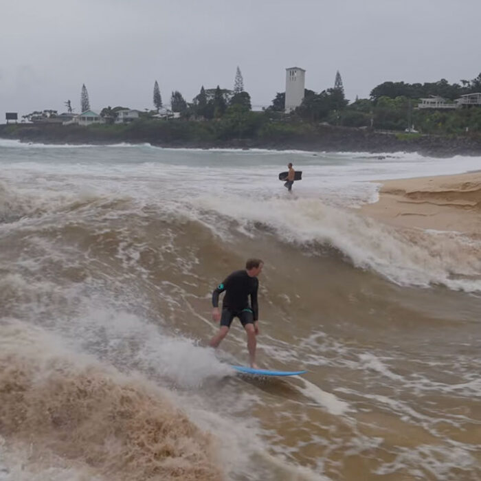 Jamie O'Brien surfing the Waimea River wave