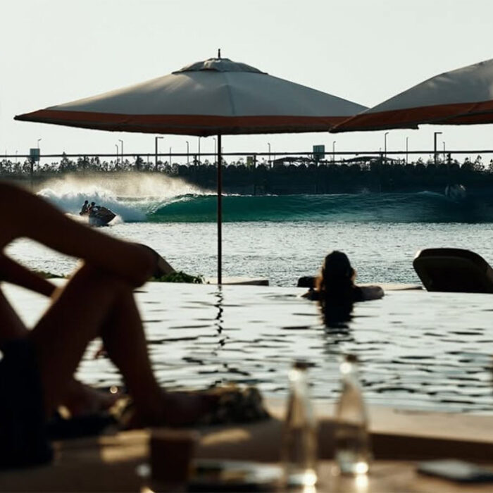 Person watching a wave at Surf Abu Dhabi