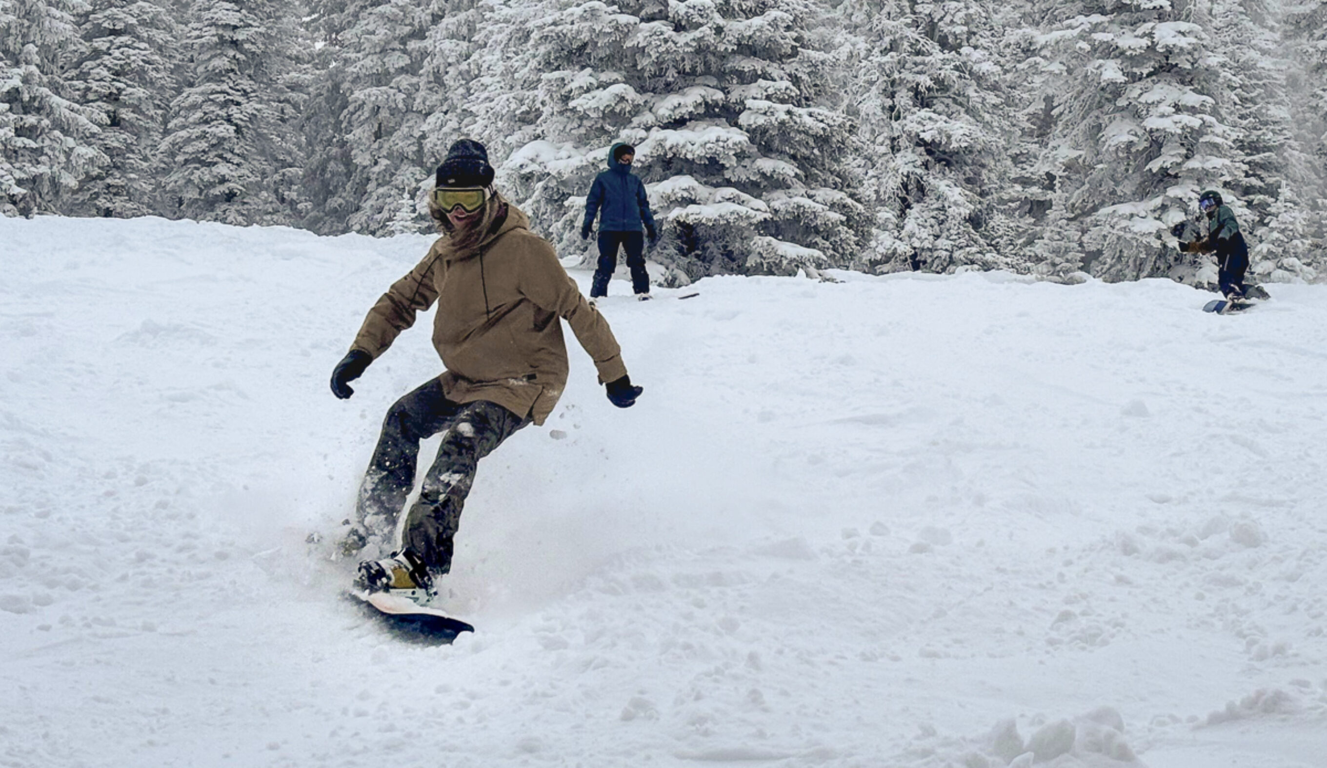 women snowboarding testing boots