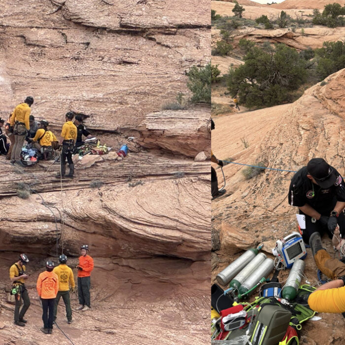 Authorities mounted a highly techinal rescue using a helicopter and ropes. Photo: Grand County Sheriff's Search and Rescue // Facebook