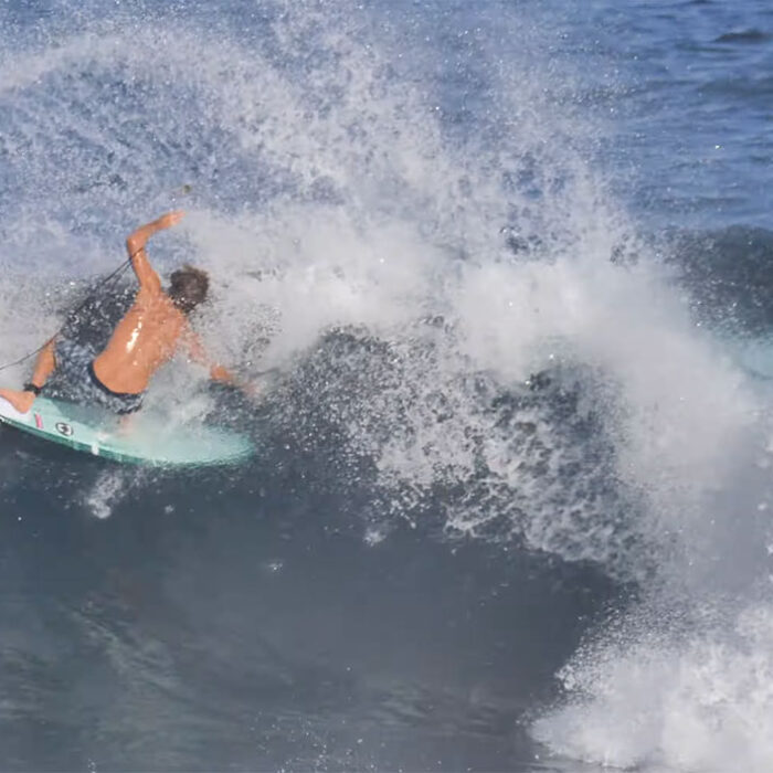 Clay Marzo doing a weird turn on a slab