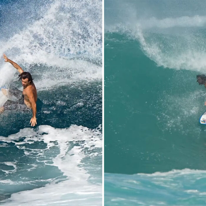 Mason Ho riding a Ryan Burch surfboard