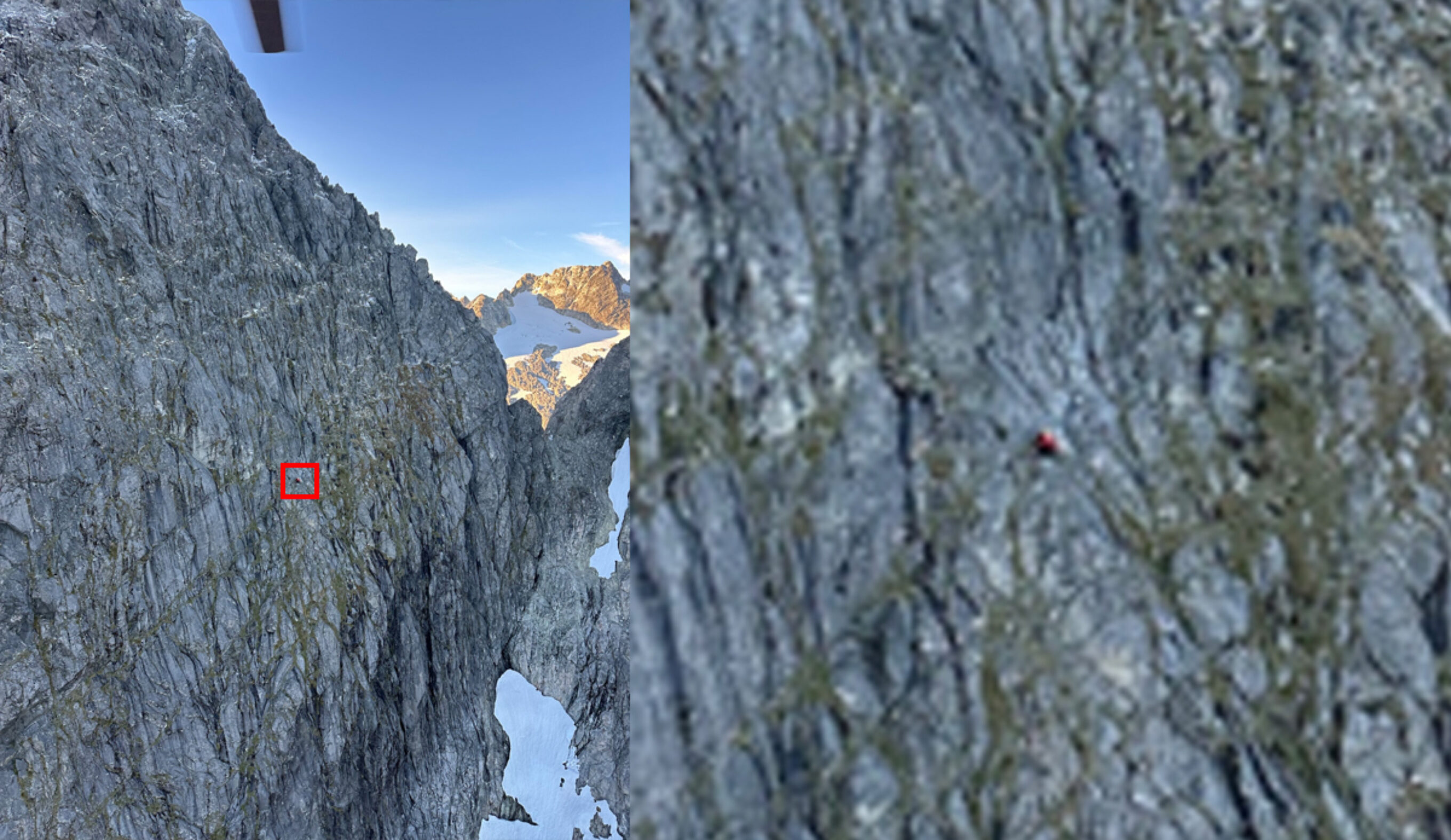 Climbers spent three nights bivouaced on a steep mountain face. Photo: Southern District Police Facebook
